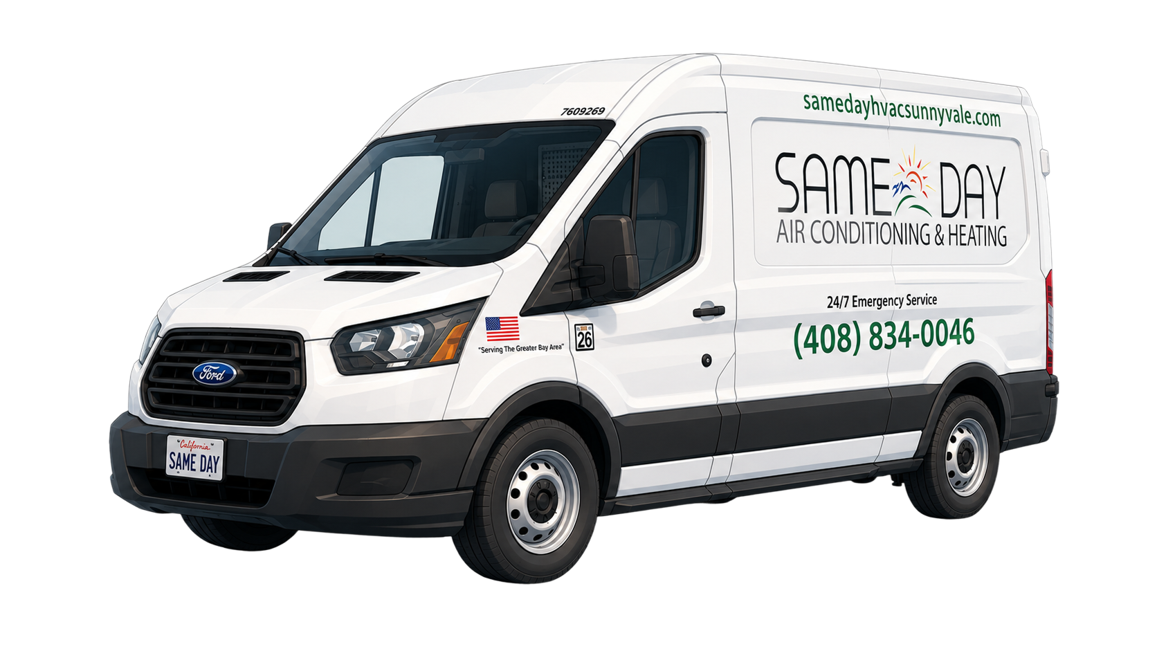 Same Day Air Conditioning & Heating service van